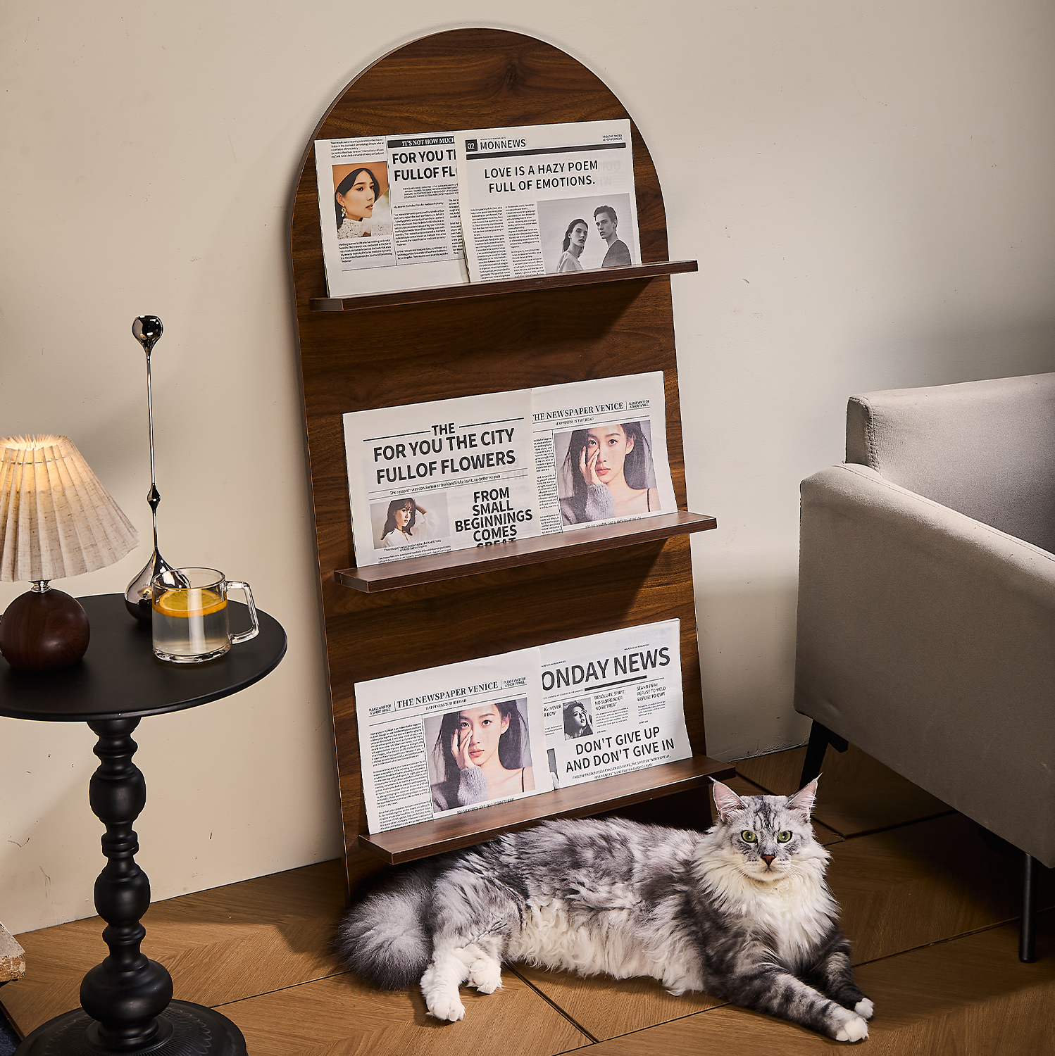 INS英文报纸摄影道具复古报纸架拍照背景墙装饰摆件室内拍照道具