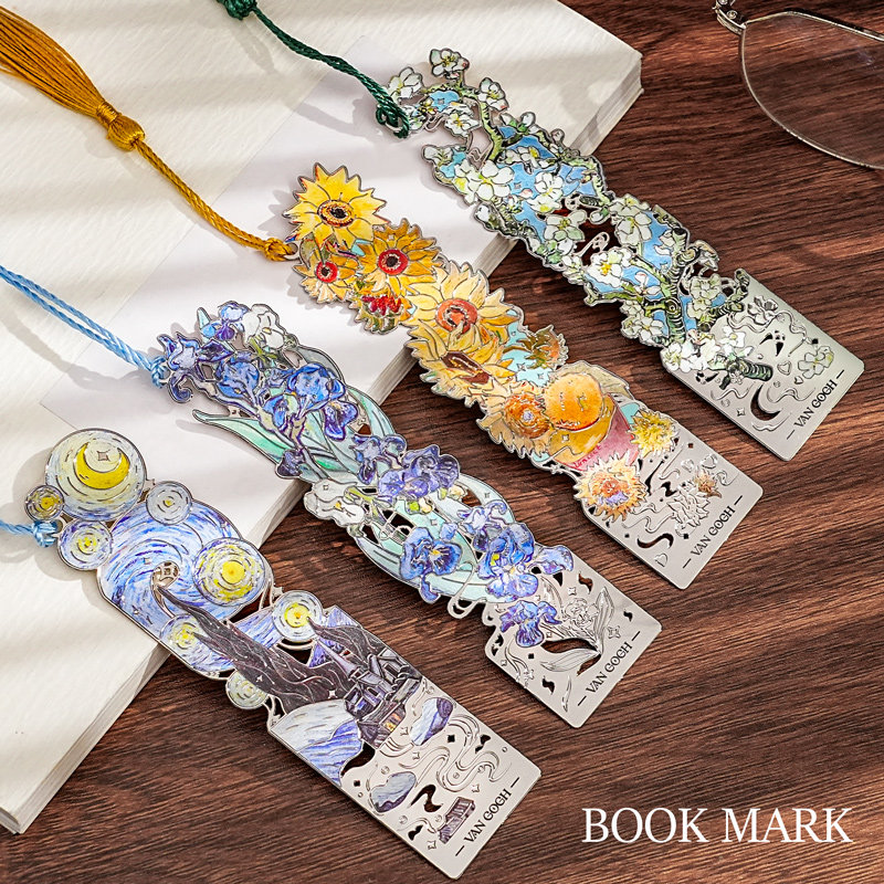 复古油画镂空金属书签教师节礼物定制高档精致创意高颜值精美礼品刻字立体黄铜卡片文创古典故宫莫奈风纪念品