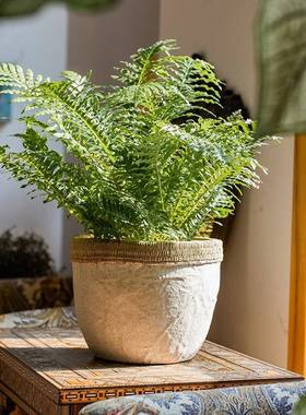 藤布纹水泥花盆器皿大号编广仿口碗花园庭院做旧艺术陈TC06336装