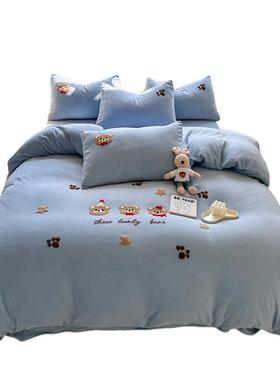 加厚x牛奶绒被套单件冬季单加绒被150x202030单人珊瑚法兰绒KA241