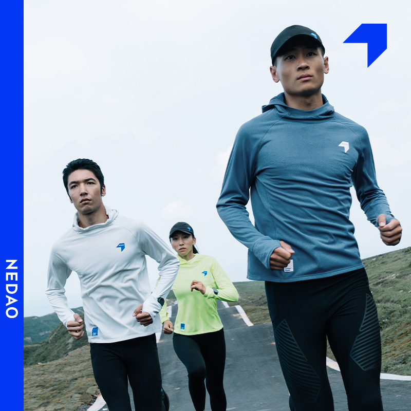内道聚能卷带帽长袖保暖透湿男秋冬马拉松长跑训练长袖