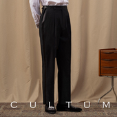 男商务休闲侧边绸缎新郎长裤 CULTUM修身 免烫塔士多礼服单褶西裤 子