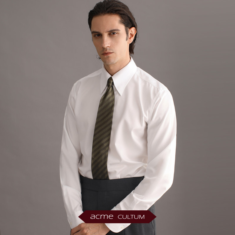 a&c 暗扣大尖领dp免烫纯棉衬衫男长袖商务修身抗皱易打理正装衬衣