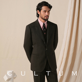 CULTUM复古1930s骑兵呢条纹高级感西服套装 100%羊毛 男三件套