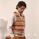 CULTUM费尔岛针织马甲背心男士 100美丽诺羊毛 复古学院风毛衣