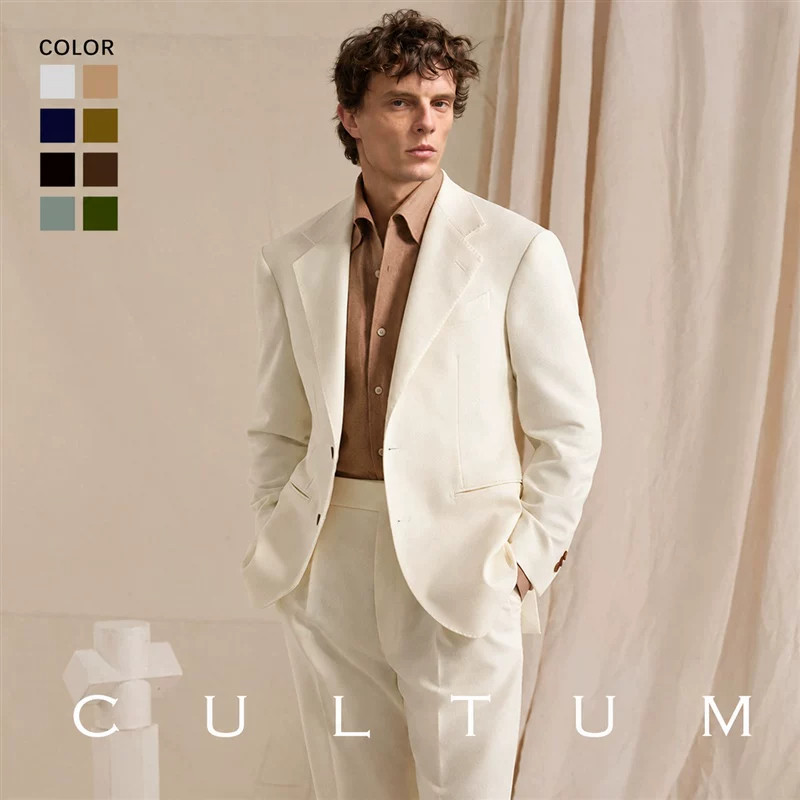 CULTUM【盔甲系列】平驳领西装强捻亚麻春夏商务休闲西服套装男