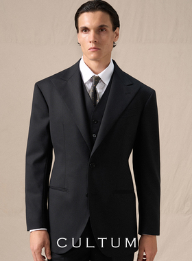 【Super110半麻衬羊毛】CULTUM男士西服套装商务休闲戗驳领西装