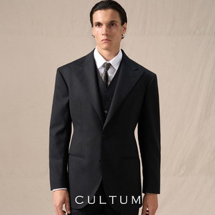 西服套装 CULTUM男士 商务抗皱戗驳领西装 Super110半麻衬羊毛