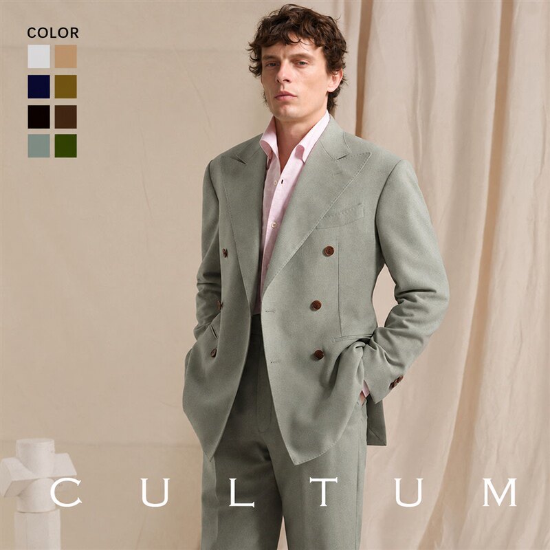 CULTUM【盔甲系列】西服套装戗驳领强捻亚麻混纺商务休闲西装
