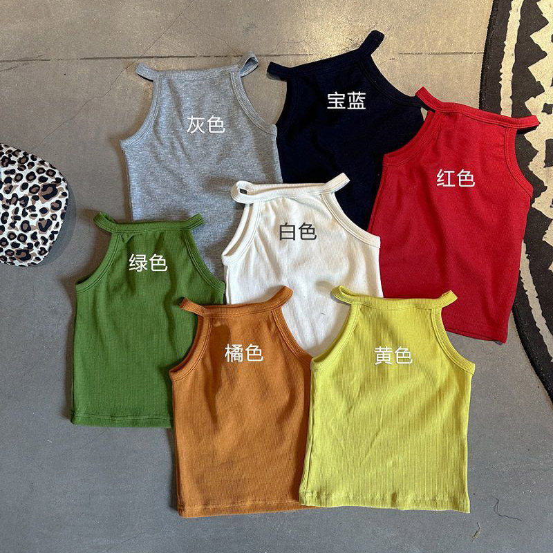 多色~2026新款夏季女童洋气百搭挂脖纯棉背心显白无袖T恤上衣薄款,童装/婴儿装/亲子装,背心吊带,淘宝优惠券,粉丝福利购,淘宝优惠卷