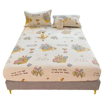 牛奶A00002绒床冬笠季加厚珊瑚法兰绒床罩9垫0m1.2米单加绒保暖防