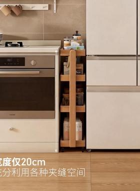 全实木夹置物20869架架橡木移动小推车带子超窄客轮厅收纳沙发侧