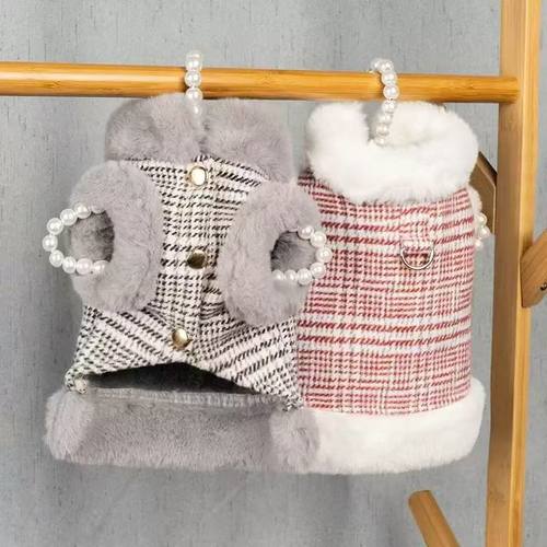 宠物猫咪狗狗衣服秋冬款可牵引保暖马甲小型幼犬泰迪比熊博美加厚