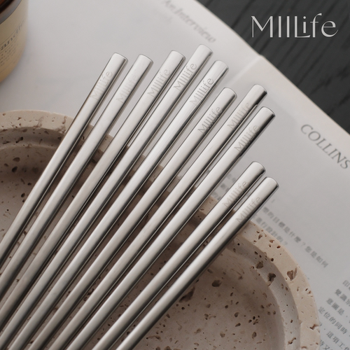MIILife 304不锈钢筷子家用金属食品级抗菌防霉316钛勺子套装家庭