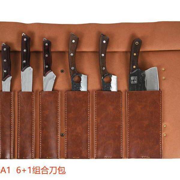 刀袋刀包刀具通用便携式刀具收纳袋超纤专用厨师牛皮刀包收纳二层