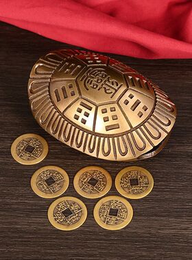 六摇卦铜乌龟壳创意铜钱用具龟甲六十四卦工具中式工艺品家居摆件