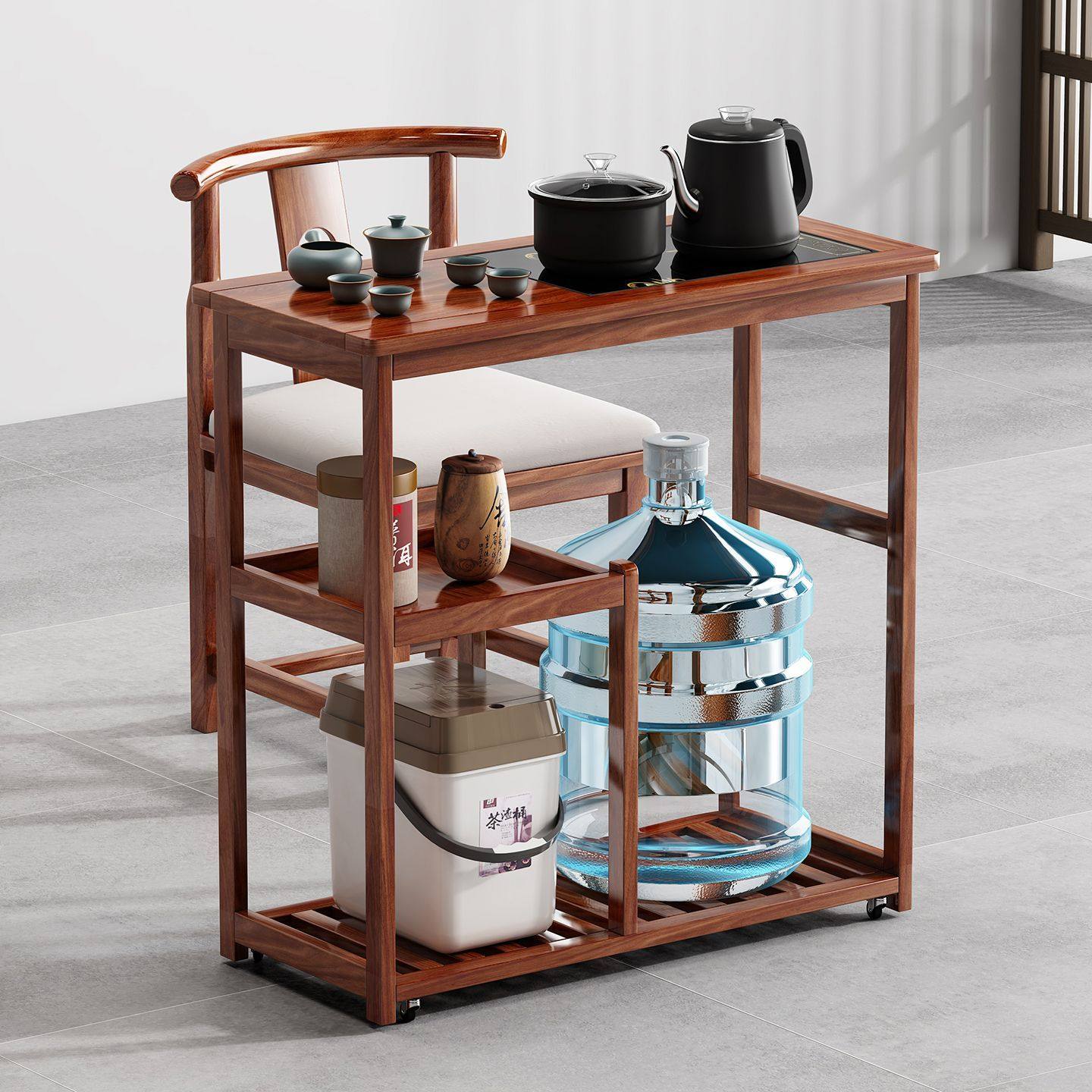 茶桌侧边茶水柜茶车茶桌中式客厅带轮烧水烧水茶台实木茶柜可移动,商业/办公家具,办公茶水柜,淘宝优惠券,粉丝福利购,淘宝优惠卷