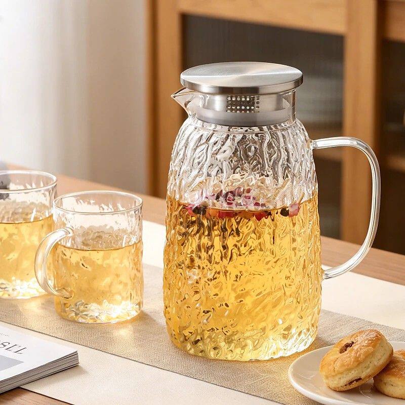 现代日式冷水壶家用客厅加厚凉水壶玻璃耐高温凉水大容量泡茶壶