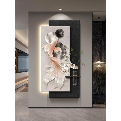 锦鲤玄关装饰画轻奢高级感走廊尽头挂画寓意好入户进门过道壁画