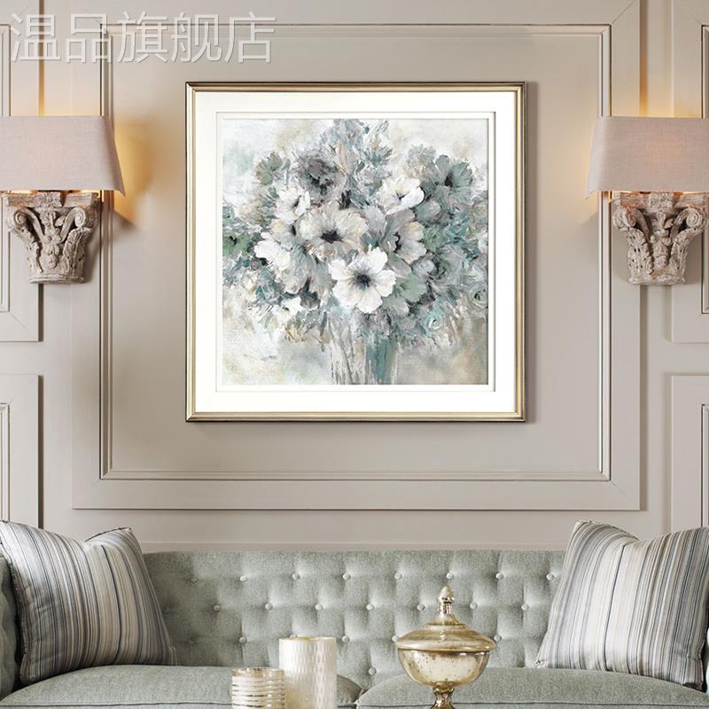 新款现代美式玄关装饰画客厅墙面壁画简美餐厅餐边柜法式轻奢花卉图片