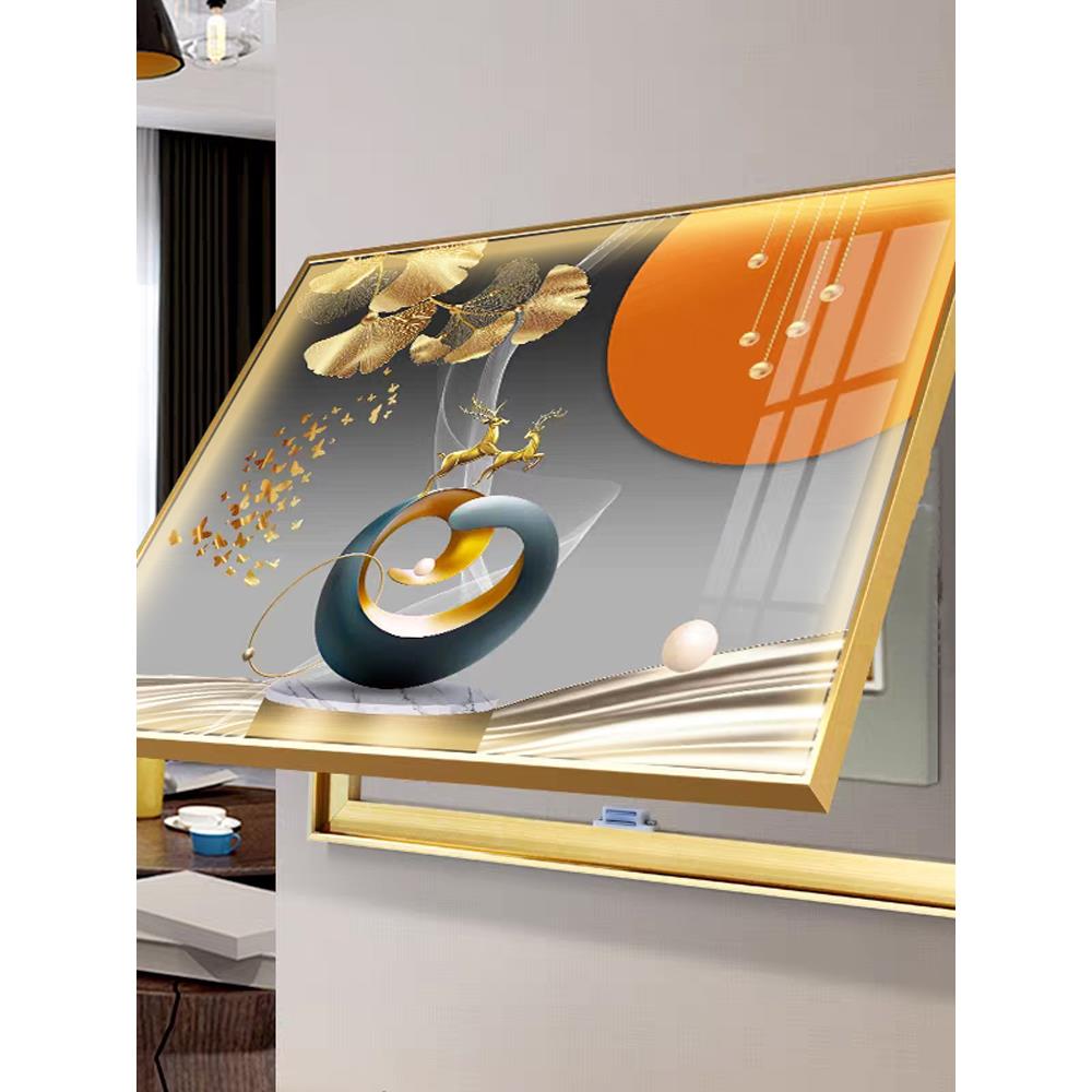 LED带灯电表箱装饰画2025新款免打孔轻奢配电箱遮挡盖板空开挂画