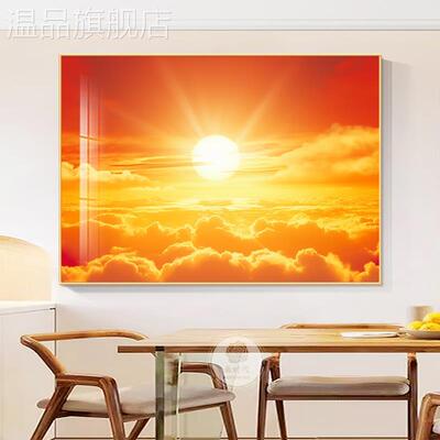 图床头卫生间东墙画客厅东方挂画装饰画玄关太阳壁画旭日东升日出