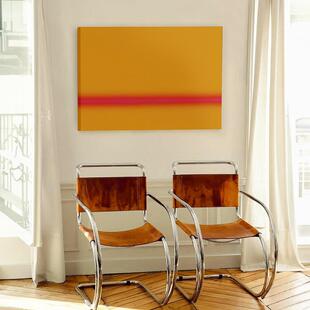 中古包豪斯艺术挂画现代简约装饰画暖色系客餐厅橙色抽象高级感
