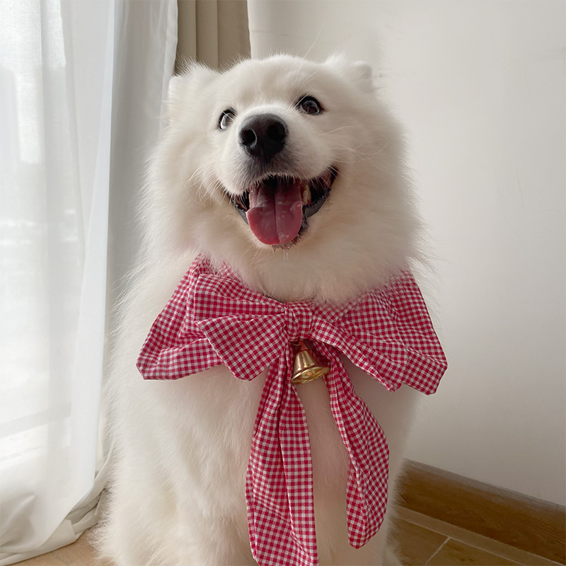 宠物狗狗圣诞围脖围巾蝴蝶结铃铛小中型大型犬可爱铃铛饰品领巾