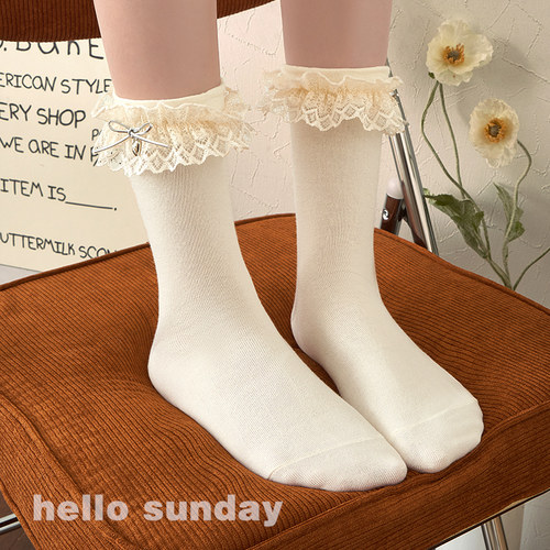 miu系芭蕾风蝴蝶结袜子女