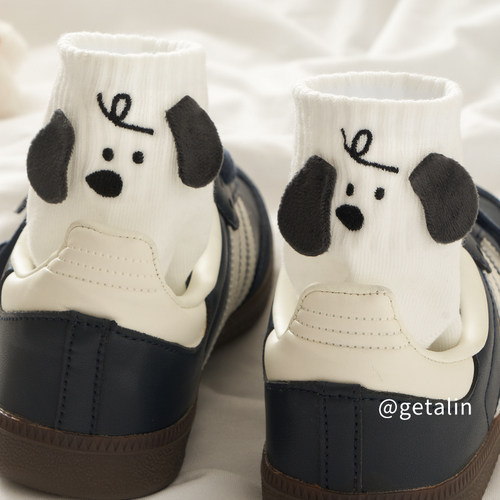 可爱后跟耳朵小狗袜ins日系短袜