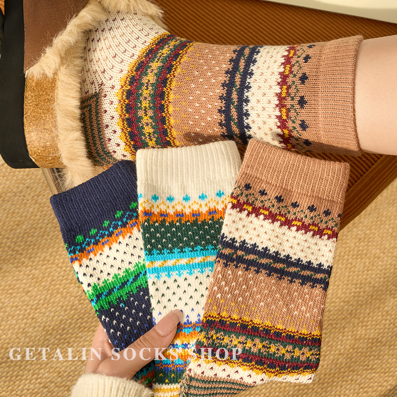 费尔岛堆堆厚袜子女秋冬款