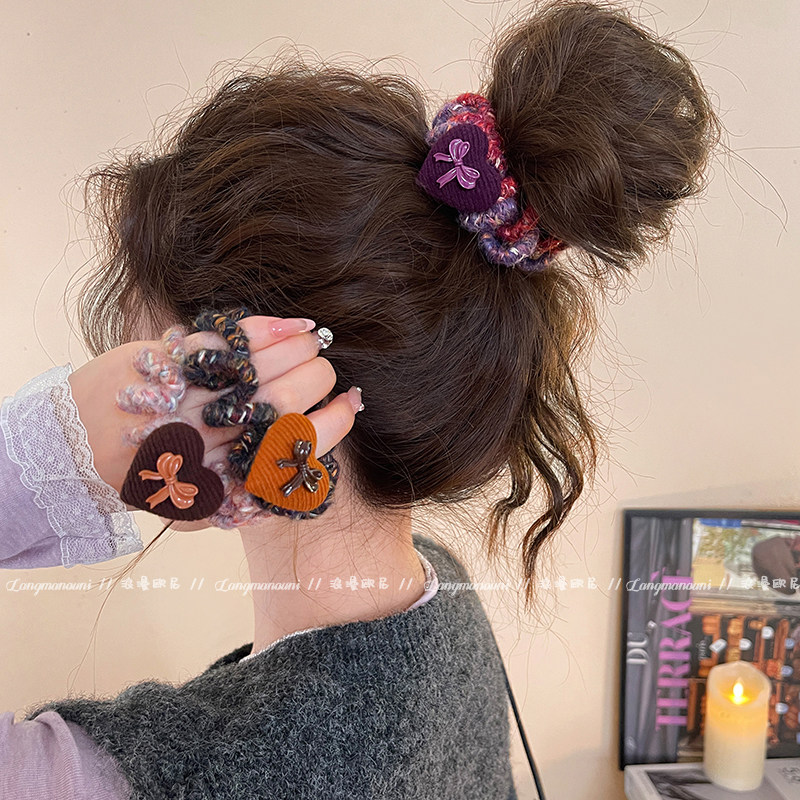 爱心蝴蝶结电话线发圈女低丸子头皮筋不伤发绳扎头发头绳百搭发饰,饰品/流行首饰/时尚饰品新,发饰,淘宝优惠券,粉丝福利购,淘宝优惠卷