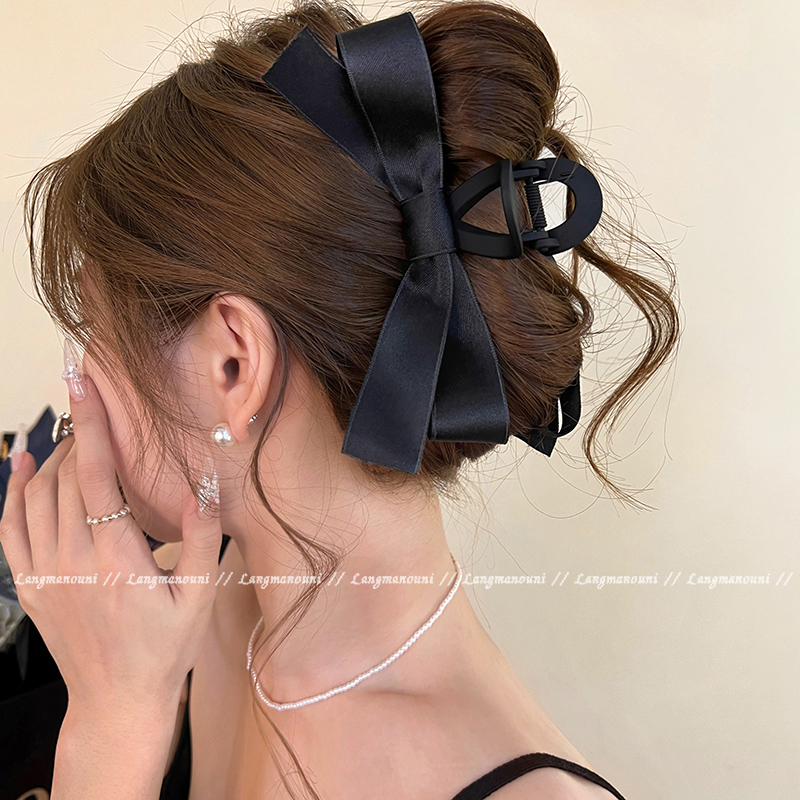 赫本风蝴蝶结抓夹女2024新款