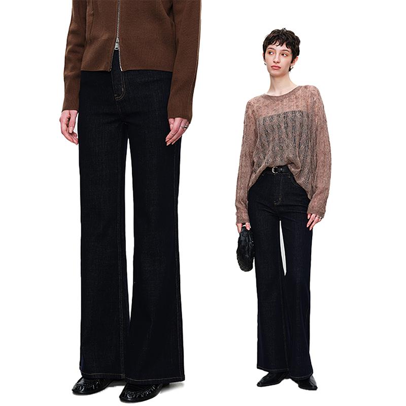 Rightcell 四面弹「超模裤」梨形显瘦高腰直筒微喇牛仔裤女四季