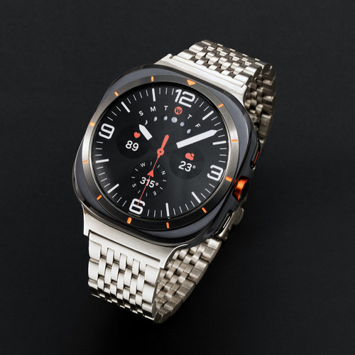 适用三星Watch8classic手表钢带九珠折叠平扣Ultra金属手表带47MM