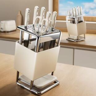厨房刀架置物架新款厨房台面一体刀座放菜刀子多功能刀具收纳架