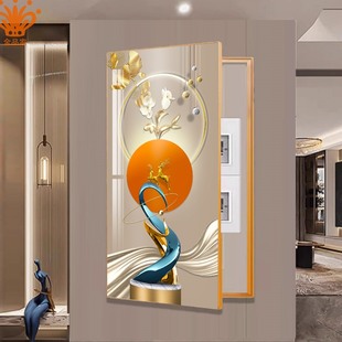 大尺寸电表箱装饰画轻奢玄关画遮挡高级感电闸配电箱竖版翻盖挂画