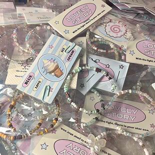 马卡龙高颜值diy随心配可爱米珠手链ins风串珠成品甜美多巴胺闺蜜