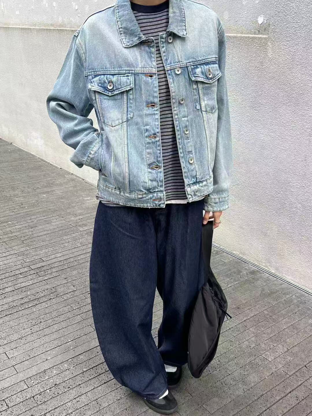 MJY高端女装 土耳其进口牛仔面料复古洗水做旧短款牛仔夹克外套女