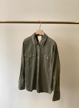 MJY高端女装秋季新款军绿色水洗棉衬衫女宽松休闲百搭长袖上衣