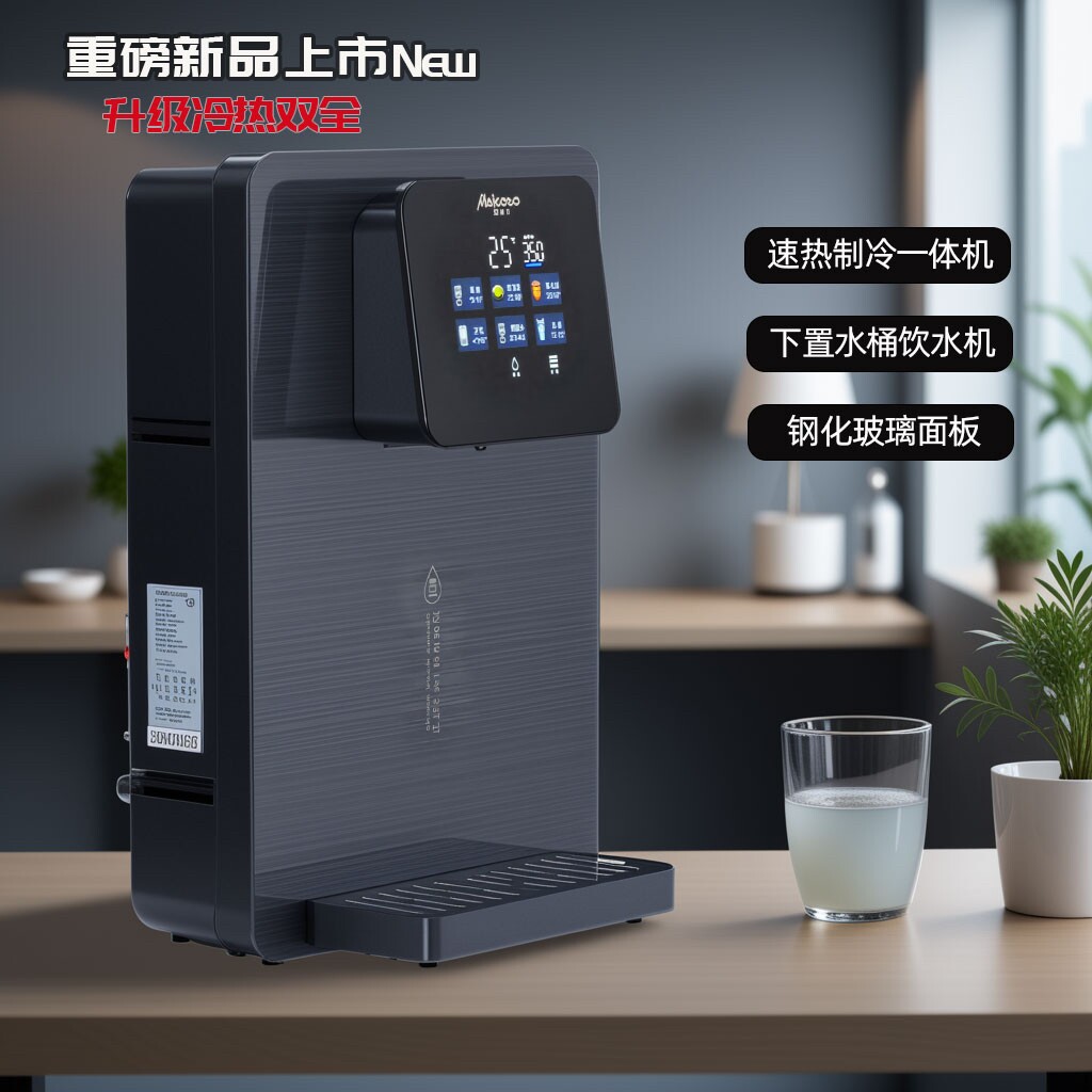 抽桶装水饮水机下置水桶制冷大彩式屏管线机壁挂