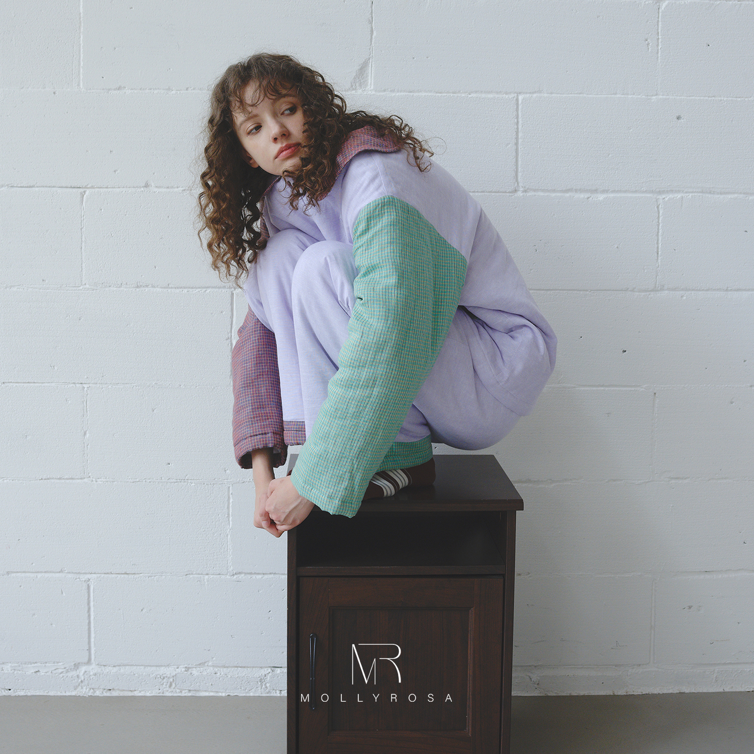 雪紫撞色加厚棉服套装保暖可外穿