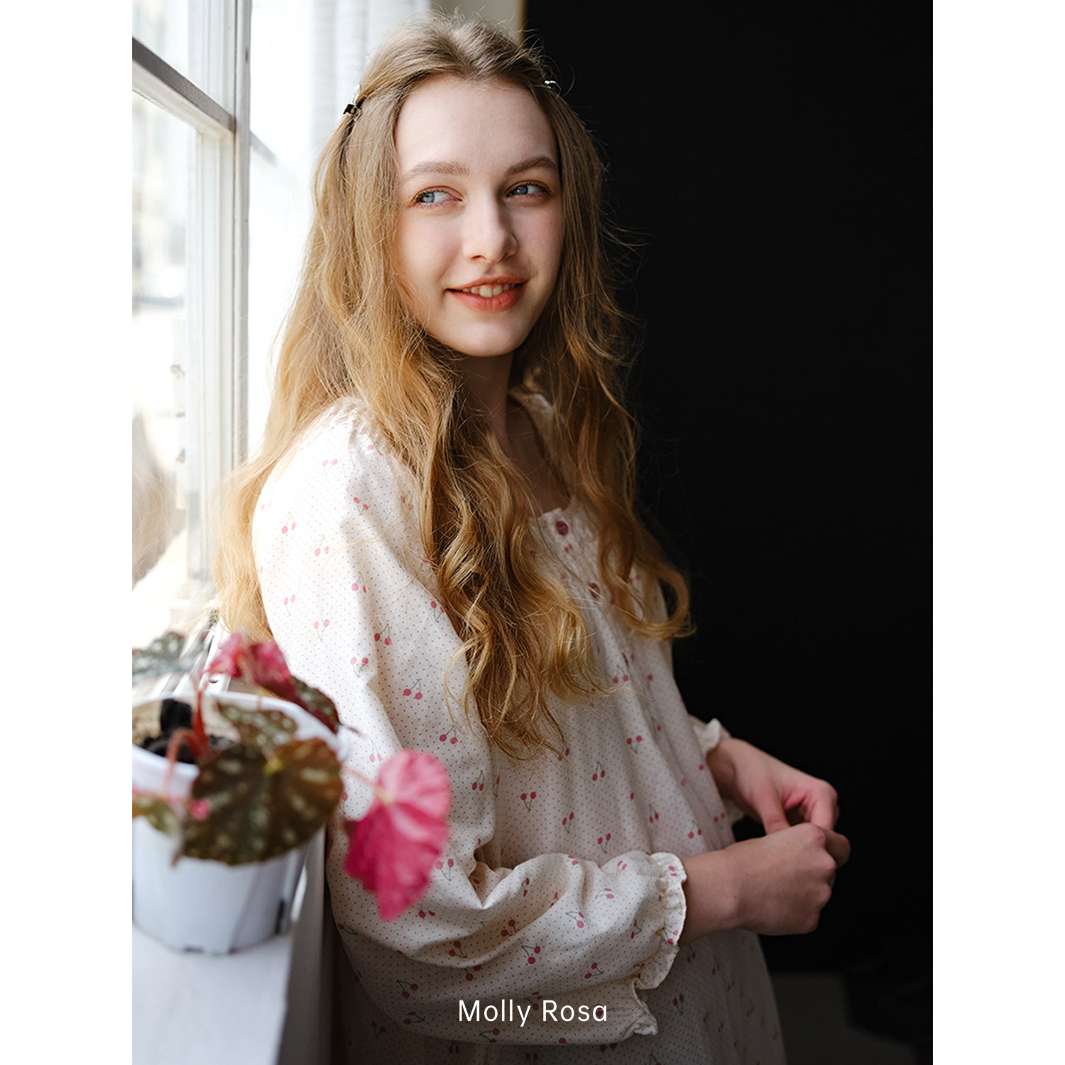 MollyRosa波点粉樱桃长袖睡裙宽松纯棉纱布秋季甜美可外穿睡衣新,女士内衣/男士内衣/家居服,睡裙,淘宝优惠券,粉丝福利购,淘宝优惠卷