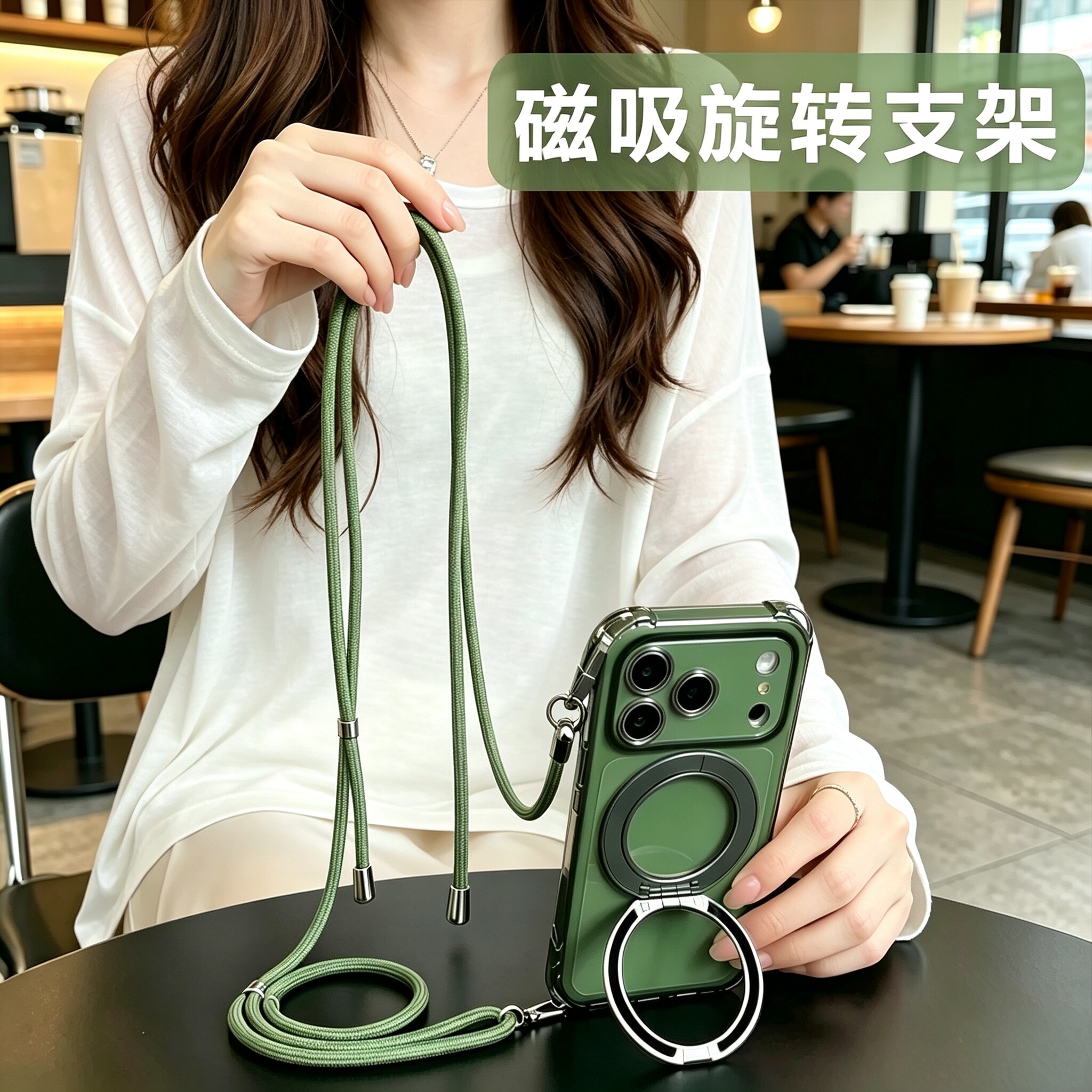 适用苹果17promax手机壳带挂绳图片