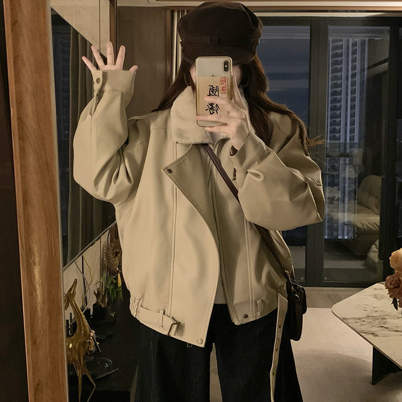 加绒加厚皮衣女2025新款