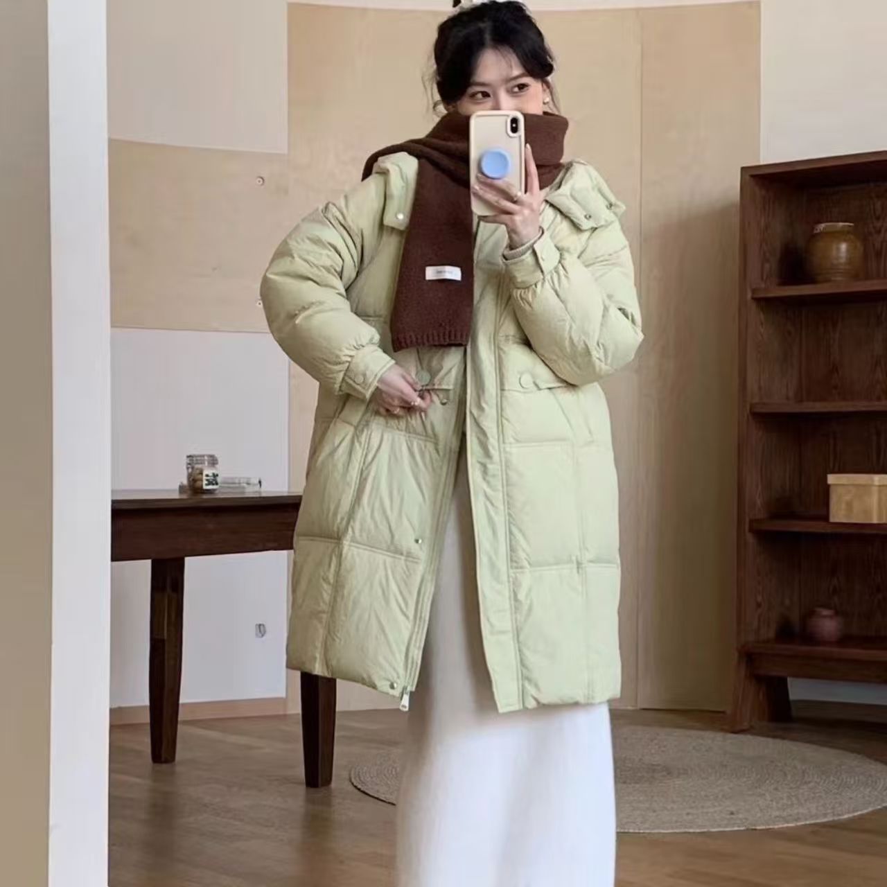 90白鸭绒羽绒服女中长款2025新款