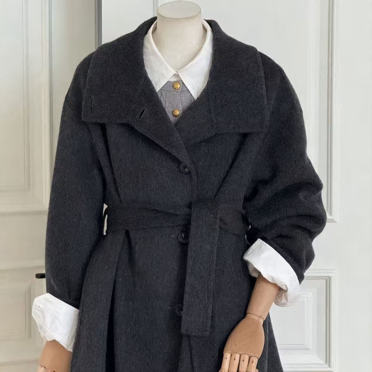 100羊绒双面呢羊毛外套女2025新款高级感风衣上衣今年流行爆款潮