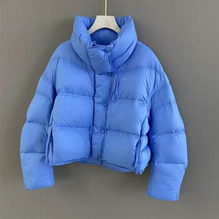 新国标90白鸭绒超厚加厚保暖蓝色羽绒服女士短款高端洋气小个子潮