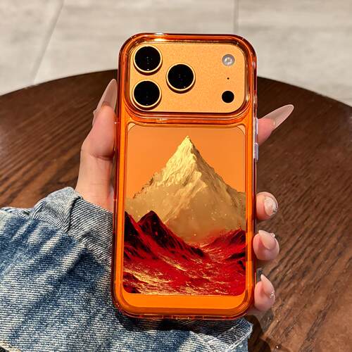 适用苹果17promax手机保护壳新款iPhone17pro金色山脉全包防摔16透明15高级感14小众13橙色12矽胶11男女款pm