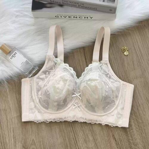 超薄款蕾丝内衣女软钢圈大胸显小全罩杯收副乳聚拢大码防下垂文胸
